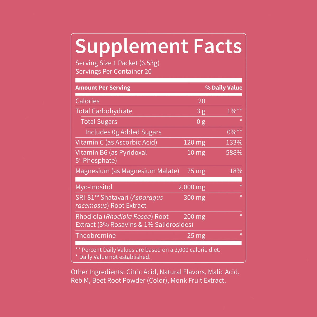Nello Superbalance Hormonal Support Drink Mix, 20 Travel Packets, SRI-81 Shatavari, Myo-Inositol, Rhodiola Rosea, Vitamin C, Magnesium, Theobromine, Vitamin B6/C