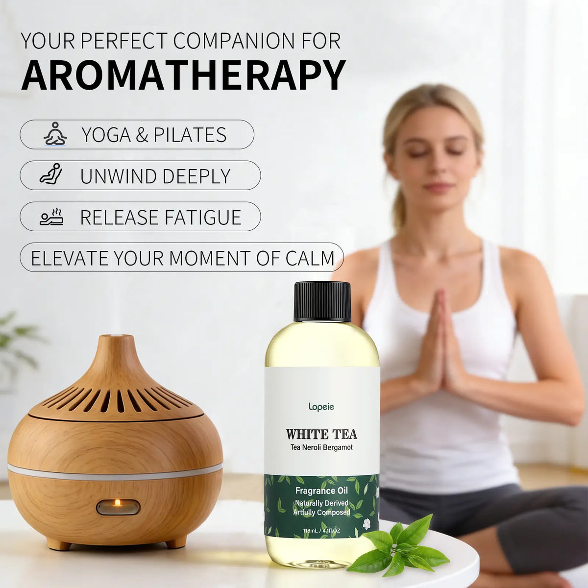 Lopeie Hotel Diffuser Oil Refill Inspired by The Westin Hotel - 118ml 4.1 fl oz - Aromatherapy Essential Oil-White Tea, Neroli & Bergamot – Ideal for Ultrasonic and Waterless Diffusers Pleasant Fragrant