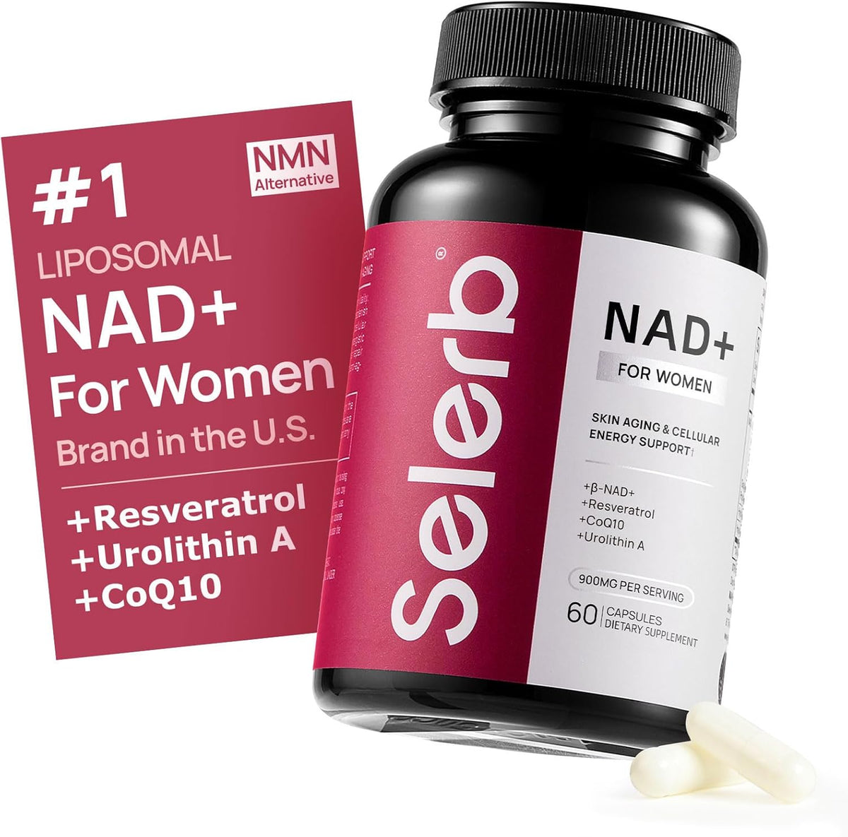 NAD+ for Women – Advanced Anti-Aging & Cellular Energy Formula with β-NAD+, Resveratrol & CoQ10 | Radiant Skin, Vitality & Renewal Support – 60 Capsules