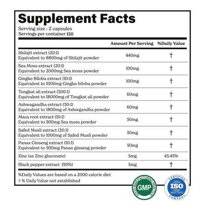 BetterAlt GOLD+ Shilajit, Ashwagandha & Sea Moss Capsules | Lab-Tested for Purity | Helps Boost Energy & Immunity | 2-Month Pack