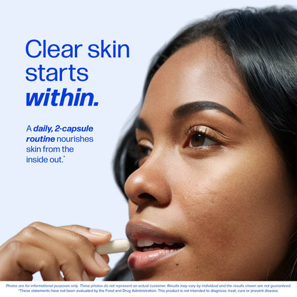 Clear Skin Acne Supplement with Zinc, DIM & Probiotics | 3-in-1 Balance, Clarify, Restore Support with Hyaluronic Acid & Skin Support Vitamins | For Women & Men | Oral Hormonal Acne Pills
