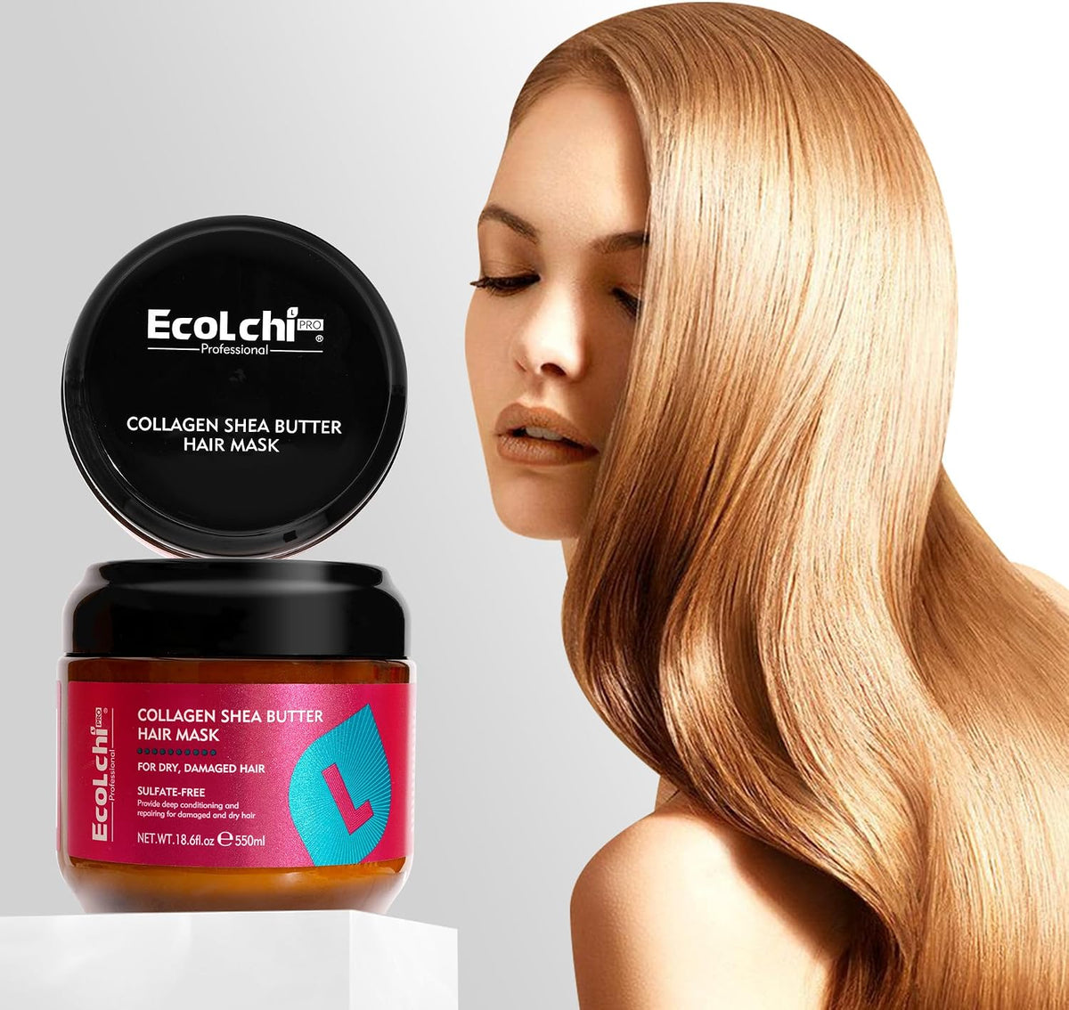 Collagen Shea Butter Hair Mask Deep Repair Conditioning Collagen Shea Butter Hair Treatment for Dry and Damaged Hair All Hair Types 18.6 oz 550ml