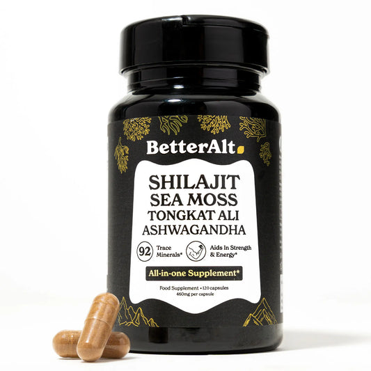 BetterAlt GOLD+ Shilajit, Ashwagandha & Sea Moss Capsules | Lab-Tested for Purity | Helps Boost Energy & Immunity | 2-Month Pack