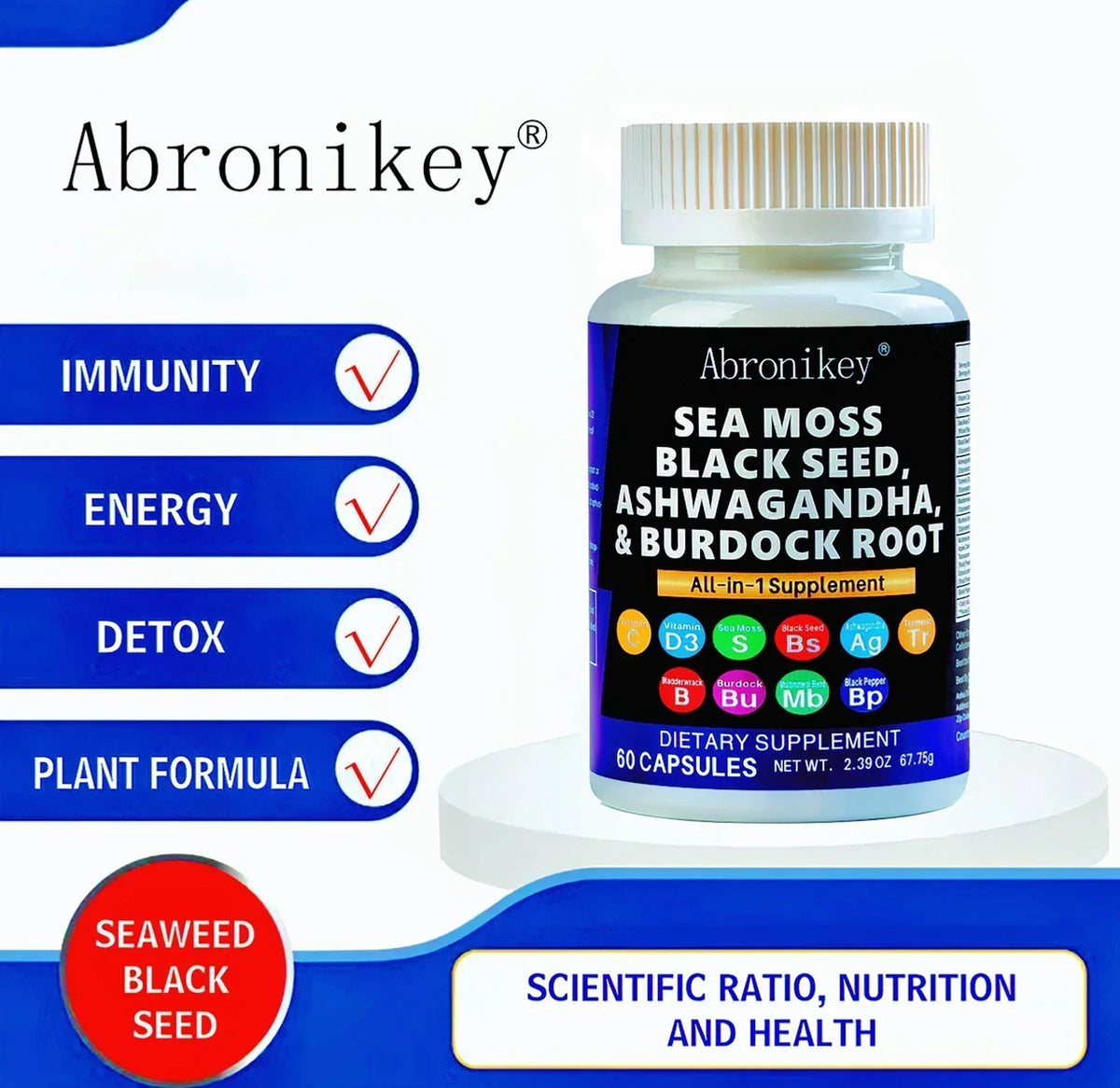 Sea Moss Supplement 60 Caps - Immune Boost + Gut Health | Premium Natural Sea Moss